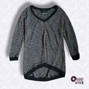 Nordstrom Harlowe & Graham Lightweight Dolman V-Neck Sheer Sweater Black Small